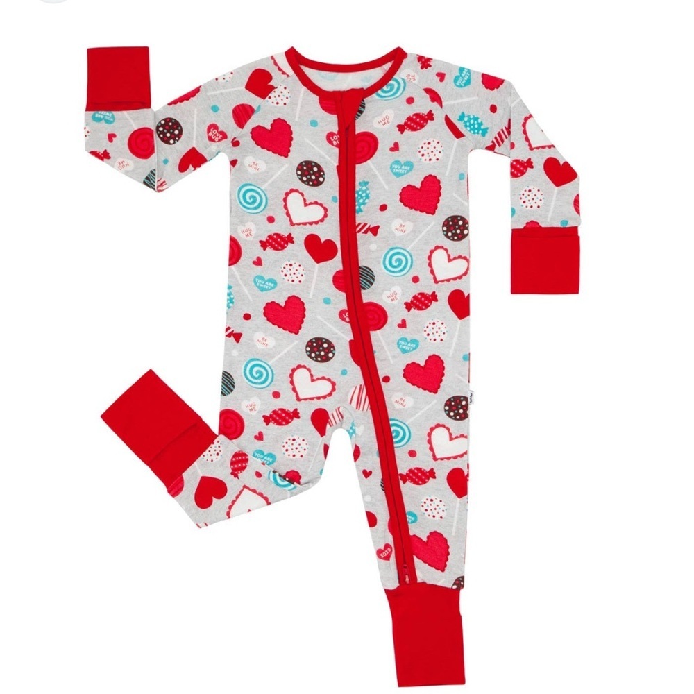 Little Sleepies Gray Sweet Valentine Bamboo Viscose Zippy Size 3-6M